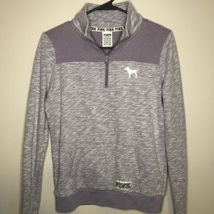 Purple Half Zip Crew Neck